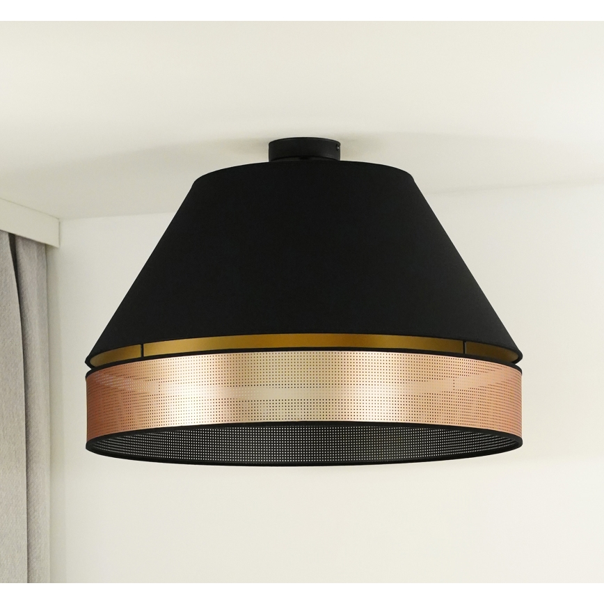 Duolla - Candeeiro integrado COPPER SHINY 1xE27/15W/230V diâmetro 60 cm preto/cobre