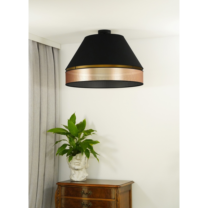 Duolla - Candeeiro integrado COPPER SHINY 1xE27/15W/230V diâmetro 60 cm preto/cobre