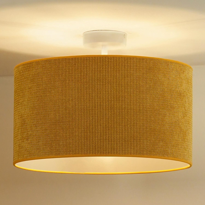 Duolla - Candeeiro integrado CORDUROY 1xE27/15W/230V diâmetro 40 cm amarelo