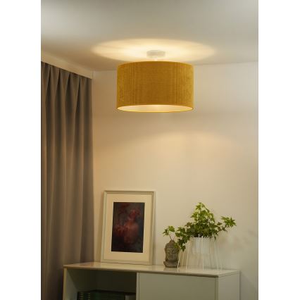 Duolla - Candeeiro integrado CORDUROY 1xE27/15W/230V diâmetro 40 cm amarelo
