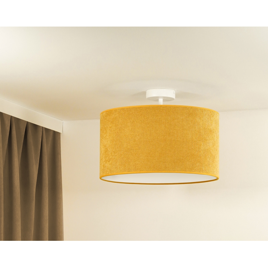 Duolla - Candeeiro integrado CORDUROY 1xE27/15W/230V diâmetro 40 cm amarelo