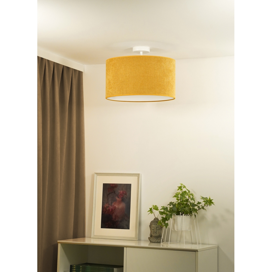 Duolla - Candeeiro integrado CORDUROY 1xE27/15W/230V diâmetro 40 cm amarelo