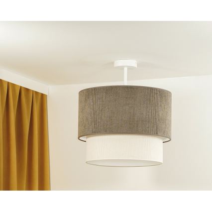 Duolla - Candeeiro integrado CORDUROY 1xE27/15W/230V diâmetro 40 cm castanho/creme