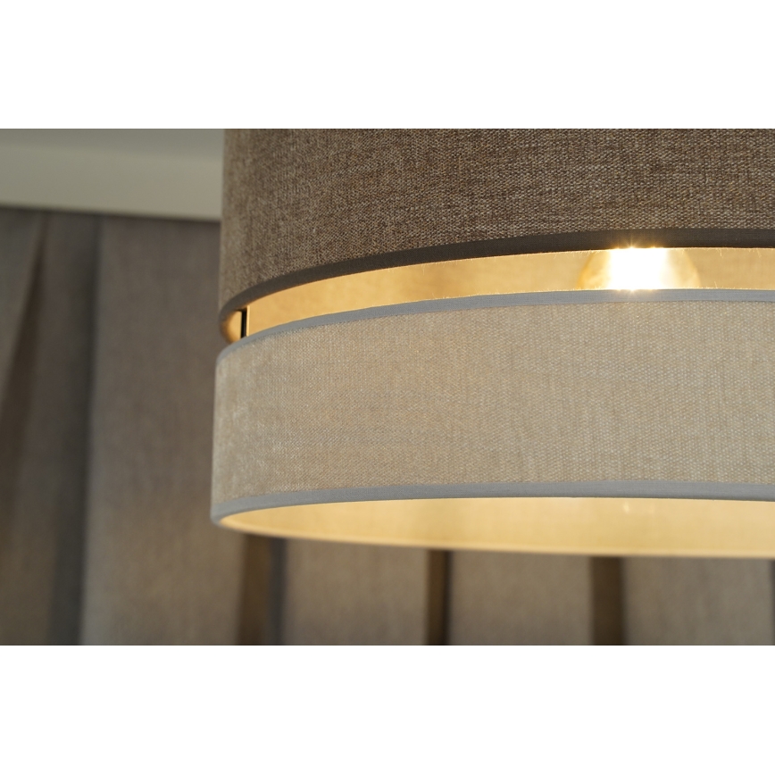 Duolla - Candeeiro integrado DOUBLE 1xE27/15W/230V diâmetro 40 cm castanho/cinzento