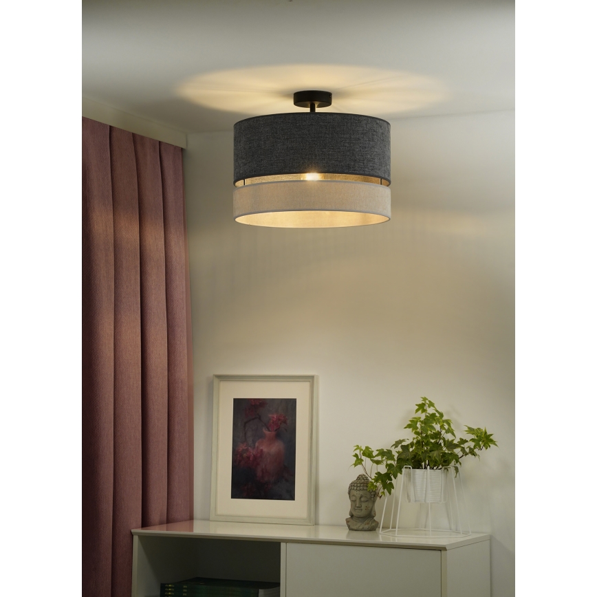 Duolla - Candeeiro integrado DOUBLE 1xE27/15W/230V diâmetro 40 cm cinzento