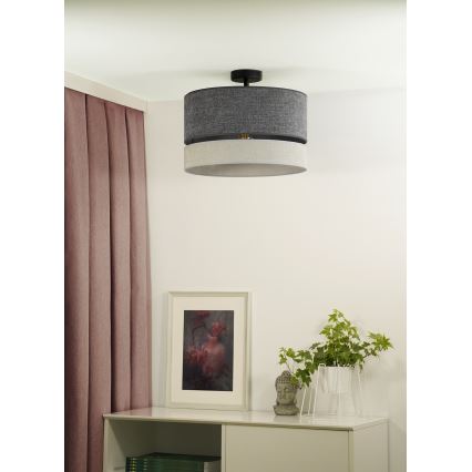 Duolla - Candeeiro integrado DOUBLE 1xE27/15W/230V diâmetro 40 cm cinzento
