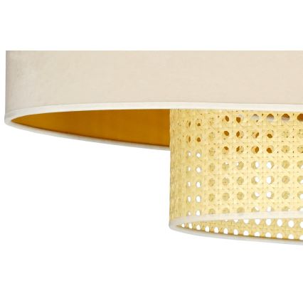 Duolla - Candeeiro integrado DOUBLE OVAL RATTAN 2xE27/15W/230V creme/vime