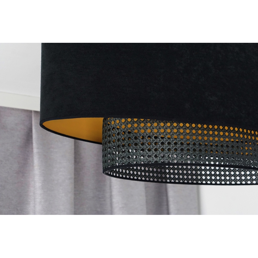 Duolla - Candeeiro integrado DOUBLE OVAL RATTAN 2xE27/15W/230V preto/vime