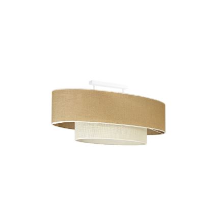 Duolla - Candeeiro integrado DOUBLE OVAL YUTE 2xE27/15W/230V castanho/creme