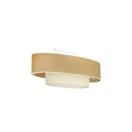 Duolla - Candeeiro integrado DOUBLE OVAL YUTE 2xE27/15W/230V castanho/creme