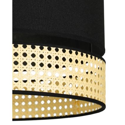 Duolla - Candeeiro integrado DOUBLE RATTAN 1xE27/15W/230V diâmetro 40 cm preto/bege