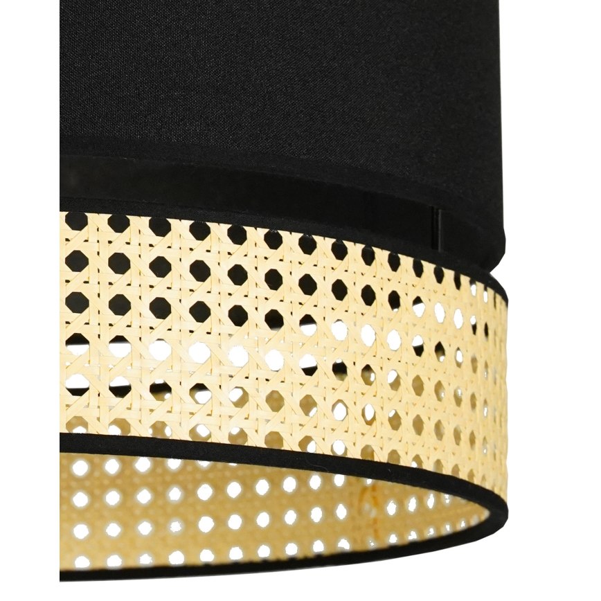 Duolla - Candeeiro integrado DOUBLE RATTAN 1xE27/15W/230V diâmetro 40 cm preto/bege