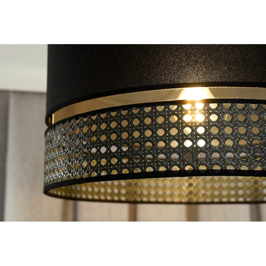 Duolla - Candeeiro integrado DOUBLE RATTAN 1xE27/15W/230V diâmetro 40 cm preto