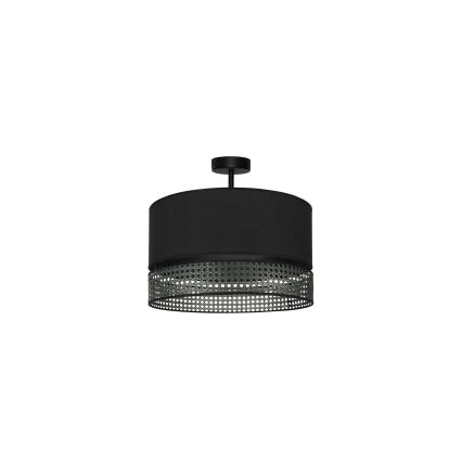 Duolla - Candeeiro integrado DOUBLE RATTAN 1xE27/15W/230V diâmetro 40 cm preto