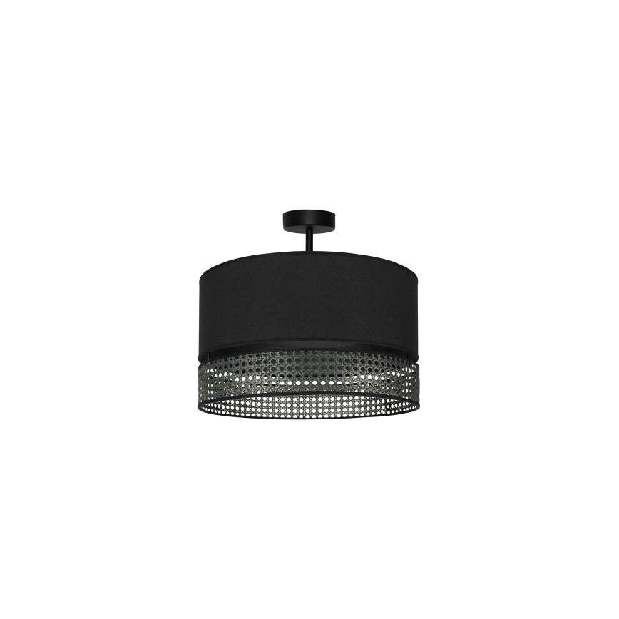 Duolla - Candeeiro integrado DOUBLE RATTAN 1xE27/15W/230V diâmetro 40 cm preto
