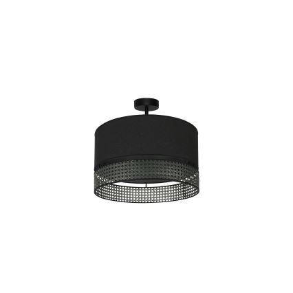 Duolla - Candeeiro integrado DOUBLE RATTAN 1xE27/15W/230V diâmetro 40 cm preto