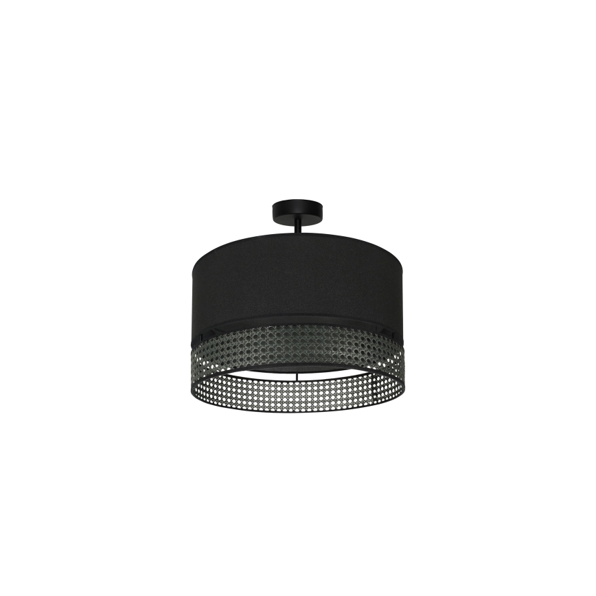 Duolla - Candeeiro integrado DOUBLE RATTAN 1xE27/15W/230V diâmetro 40 cm preto