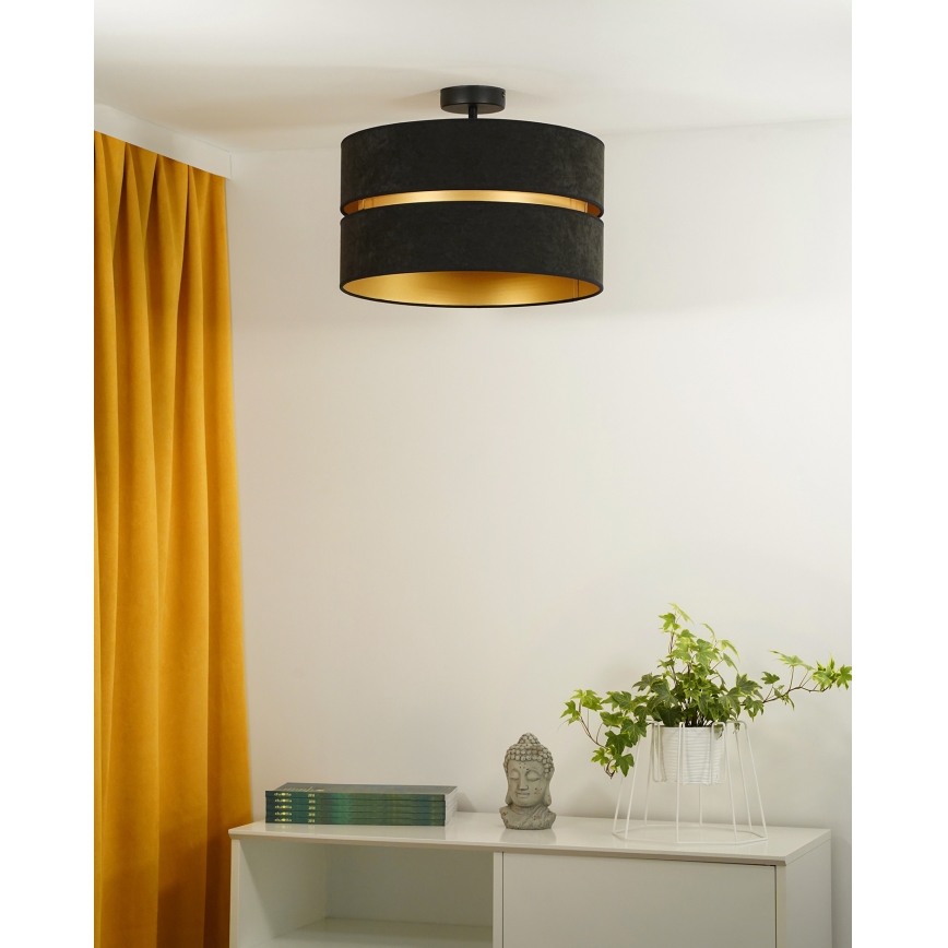 Duolla - Candeeiro integrado DUO 1xE27/15W/230V diâmetro 40 cm preto/dourado