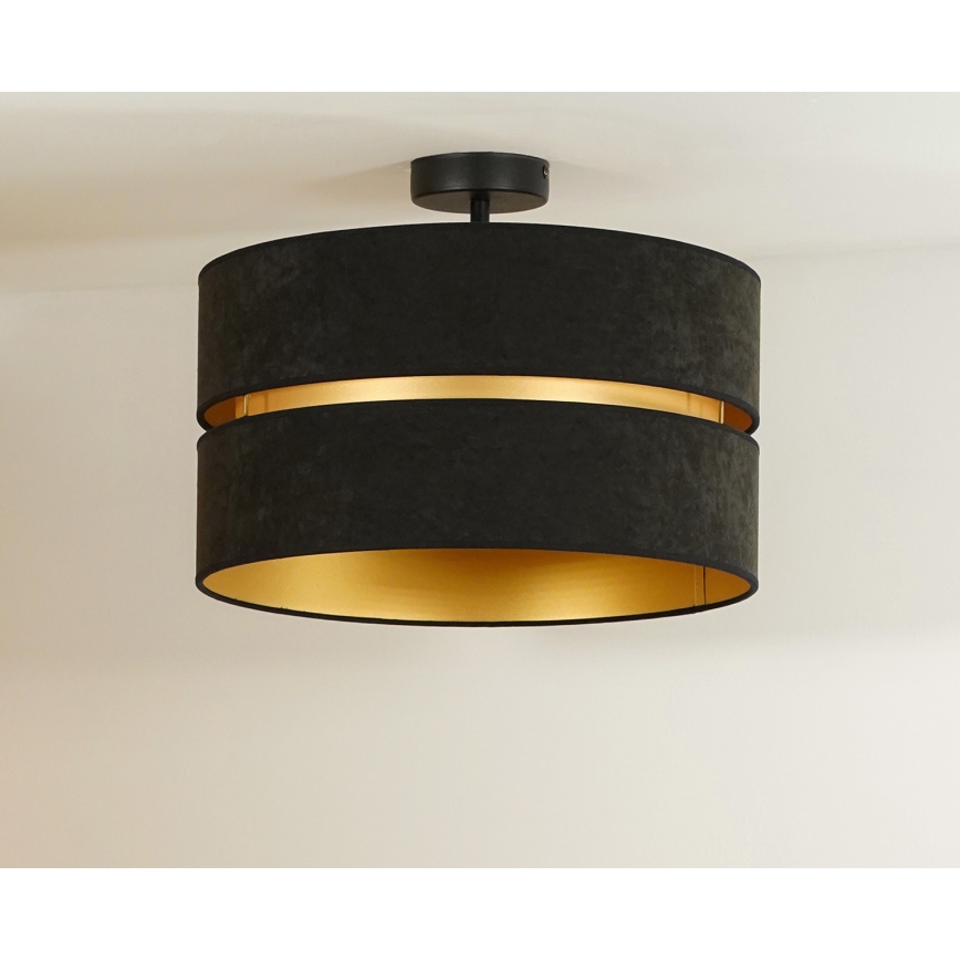 Duolla - Candeeiro integrado DUO 1xE27/15W/230V diâmetro 40 cm preto/dourado