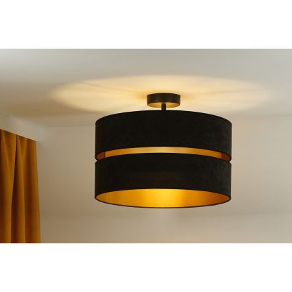 Duolla - Candeeiro integrado DUO 1xE27/15W/230V diâmetro 40 cm preto/dourado