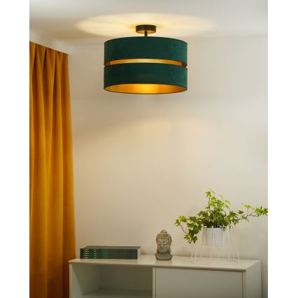Duolla - Candeeiro integrado DUO 1xE27/15W/230V diâmetro 40 cm verde/dourado