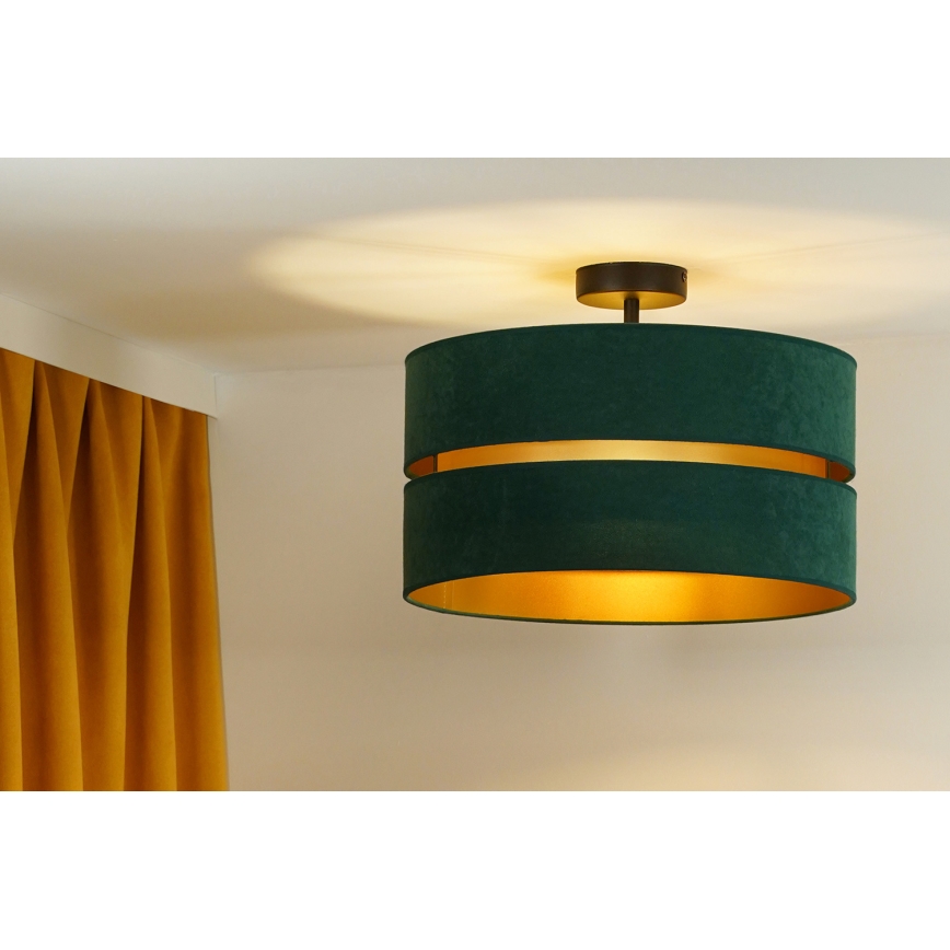 Duolla - Candeeiro integrado DUO 1xE27/15W/230V diâmetro 40 cm verde/dourado