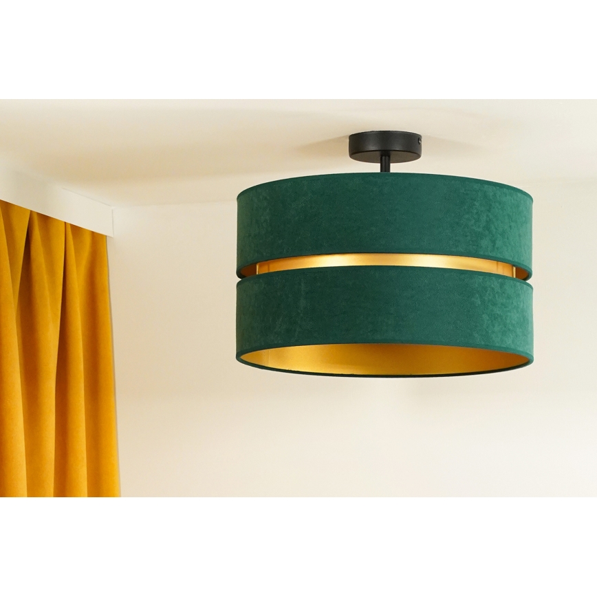 Duolla - Candeeiro integrado DUO 1xE27/15W/230V diâmetro 40 cm verde/dourado