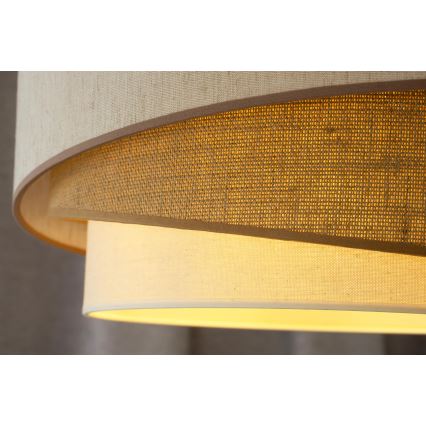 Duolla - Candeeiro integrado KOBO 1xE27/15W/230V diâmetro 45 cm bege/castanho/branco