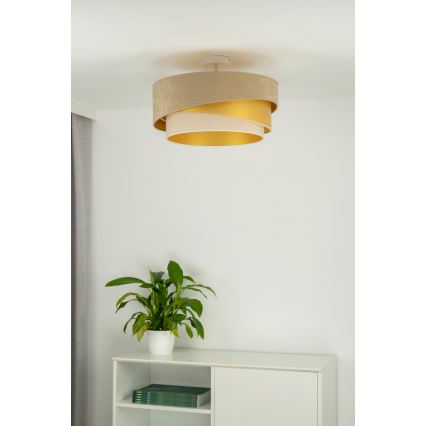 Duolla - Candeeiro integrado KOBO 1xE27/15W/230V diâmetro 45 cm bege/dourado/creme