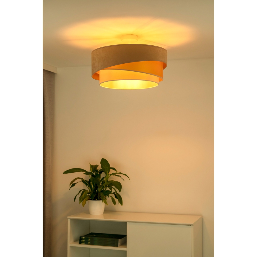 Duolla - Candeeiro integrado KOBO 1xE27/15W/230V diâmetro 45 cm bege/dourado/creme