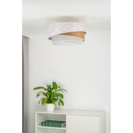 Duolla - Candeeiro integrado KOBO 1xE27/15W/230V diâmetro 45 cm branco/dourado