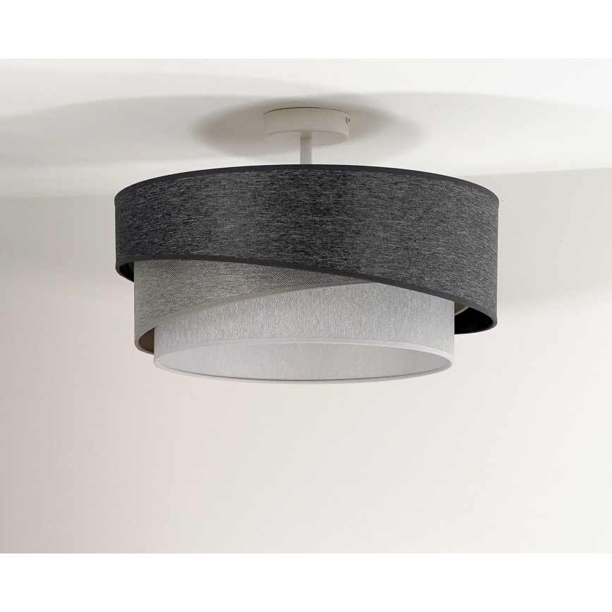 Duolla - Candeeiro integrado KOBO 1xE27/15W/230V diâmetro 45 cm cinzento/branco