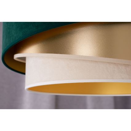 Duolla - Candeeiro integrado KOBO 1xE27/15W/230V diâmetro 45 cm verde/dourado/creme