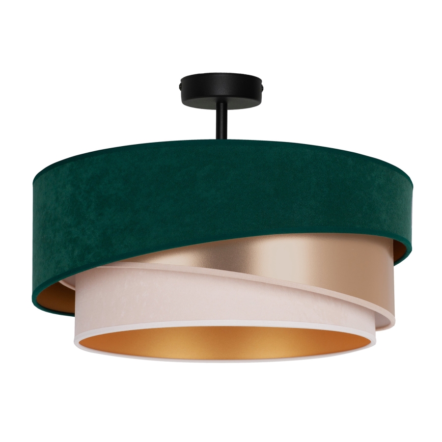 Duolla - Candeeiro integrado KOBO 1xE27/15W/230V diâmetro 45 cm verde/dourado/creme