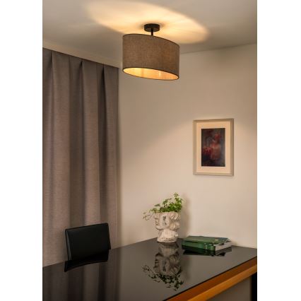 Duolla - Candeeiro integrado OVAL 1xE27/15W/230V castanho