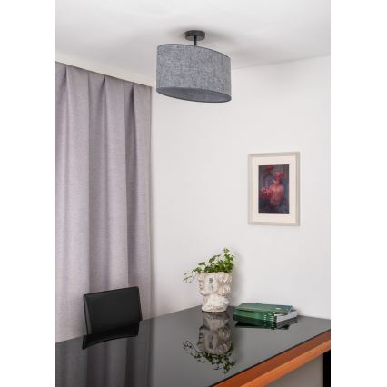 Duolla - Candeeiro integrado OVAL 1xE27/15W/230V cinzento