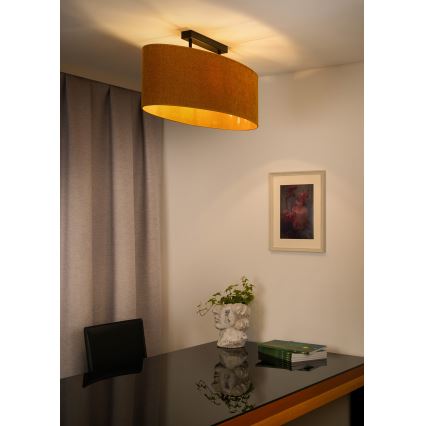 Duolla - Candeeiro integrado OVAL 2xE27/15W/230V castanho