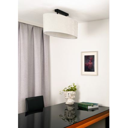 Duolla - Candeeiro integrado OVAL 2xE27/15W/230V cinzento