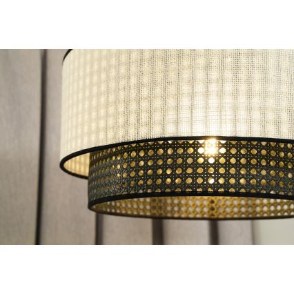 Duolla - Candeeiro integrado RATTAN YUTE 1xE27/15W/230V diâmetro 45 cm creme/preto