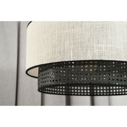 Duolla - Candeeiro integrado RATTAN YUTE 1xE27/15W/230V diâmetro 45 cm creme/preto