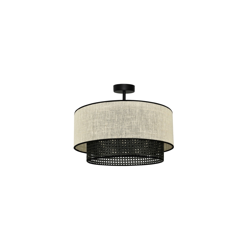 Duolla - Candeeiro integrado RATTAN YUTE 1xE27/15W/230V diâmetro 45 cm creme/preto