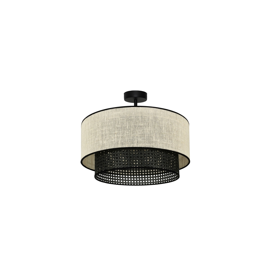 Duolla - Candeeiro integrado RATTAN YUTE 1xE27/15W/230V diâmetro 45 cm creme/preto
