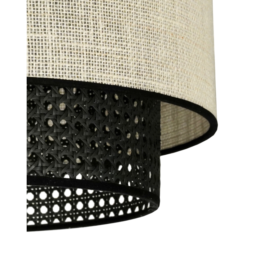 Duolla - Candeeiro integrado RATTAN YUTE 1xE27/15W/230V diâmetro 45 cm creme/preto