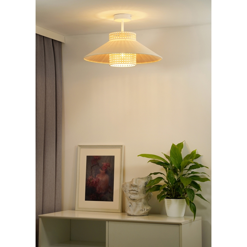 Duolla - Candeeiro integrado RIO RATTAN 1xE27/15W/230V diâmetro 45 cm bege/vime