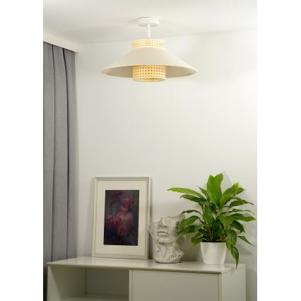 Duolla - Candeeiro integrado RIO RATTAN 1xE27/15W/230V diâmetro 45 cm bege/vime