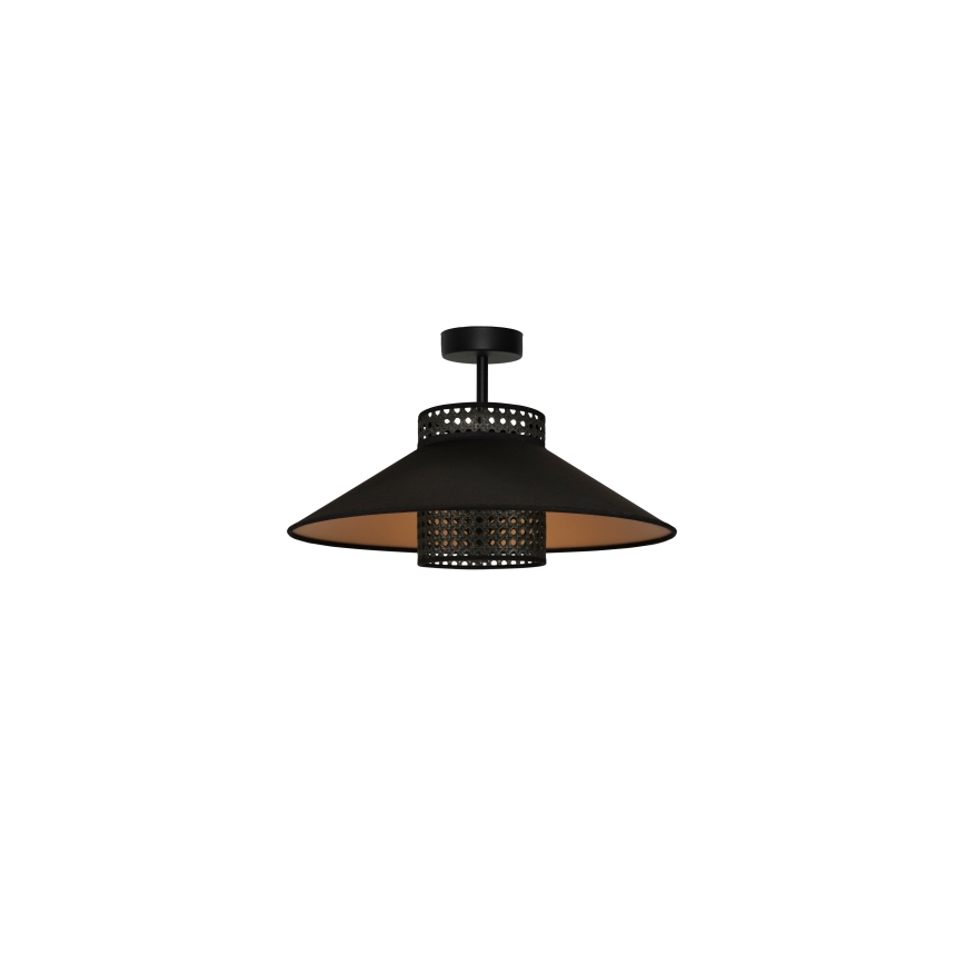 Duolla - Candeeiro integrado RIO RATTAN 1xE27/15W/230V diâmetro 45 cm preto/dourado