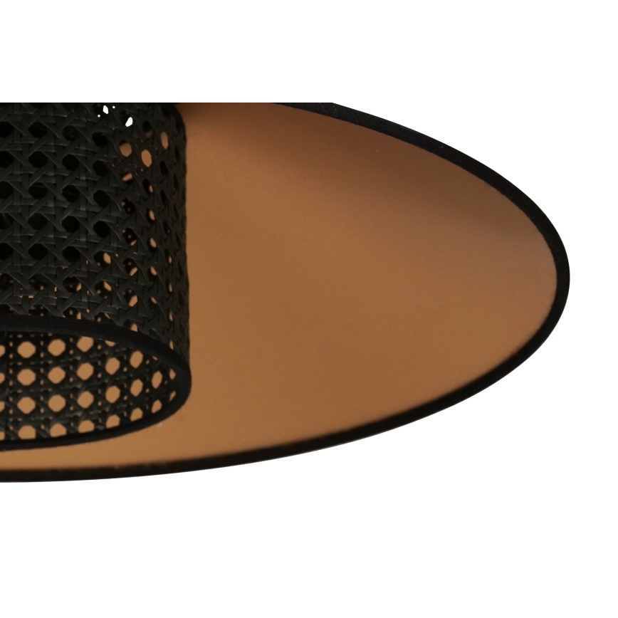 Duolla - Candeeiro integrado RIO RATTAN 1xE27/15W/230V diâmetro 45 cm preto/dourado