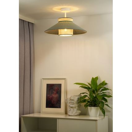 Duolla - Candeeiro integrado RIO RATTAN 1xE27/15W/230V diâmetro 45 cm verde/vime
