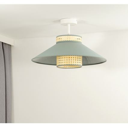 Duolla - Candeeiro integrado RIO RATTAN 1xE27/15W/230V diâmetro 45 cm verde/vime