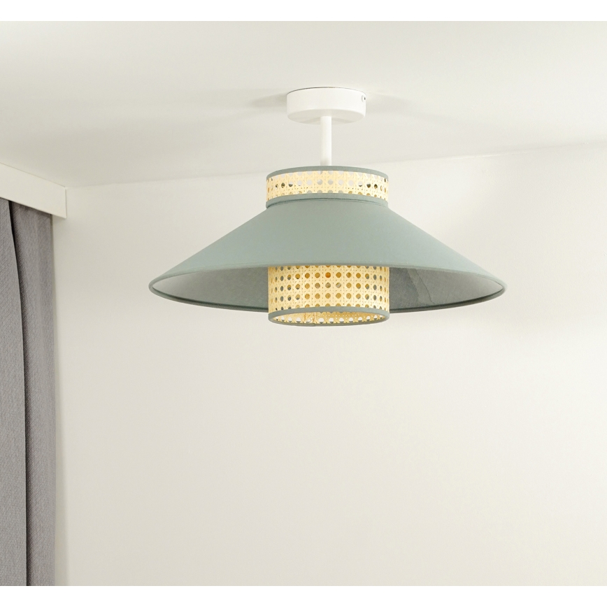 Duolla - Candeeiro integrado RIO RATTAN 1xE27/15W/230V diâmetro 45 cm verde/vime